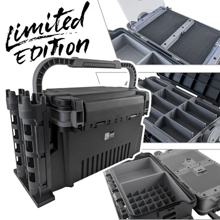 Zite Fishing Forellen-Pro Box XXL – Angelkoffer mit Rutenhaltern, 9 Deckelfächern & flexibel platzierbaren Trennwänden