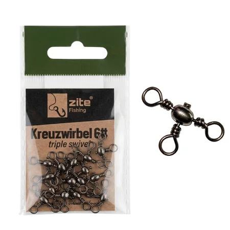 Zite Fishing Kreuzwirbel Größe 6# – 15 Stück Dreifachwirbel für Grundangeln & Dropshot-Montagen