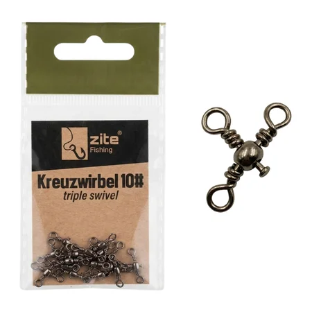 Zite Fishing Kreuzwirbel 10# – 15 Stück Dreiwege-Wirbel aus Kohlenstoffstahl für Paternoster & Dropshot