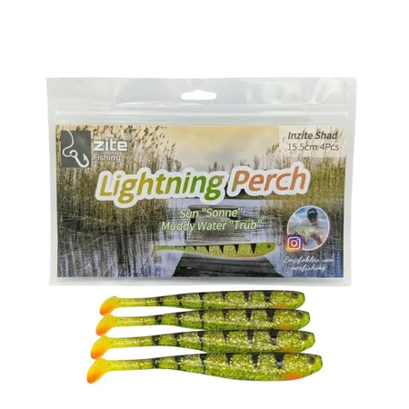 Inzite Shad Lightning Perch 15,5 cm Gummifisch 4 Stück – UV-aktiv für Zander & Hecht