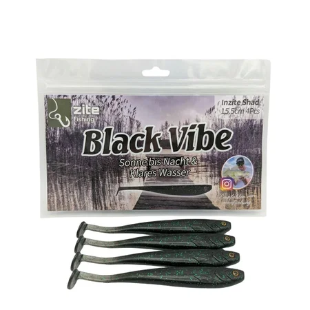Zite Fishing Inzite Shad Black Vibe Gummifisch 15,5 cm – 4 Stück – Zander & Hecht