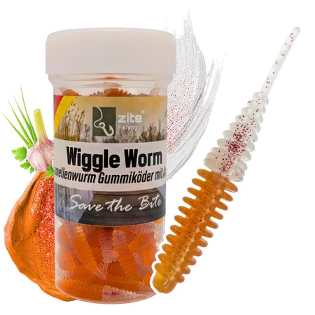 Zite Fishing Wiggle Worm Christal Brown Knoblauch 5,5 cm 10 Stück