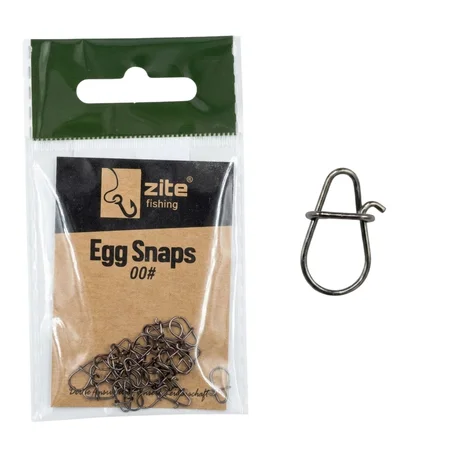 Zite Fishing Egg Snaps Gr. 00# - Karabiner 9 kg Tragkraft, 30 Stück, für Spinnfischen auf Barsch, Zander & Hecht