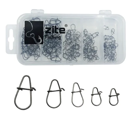 Zite Fishing Egg Snap Set Gr. 000#-2# – 150 Stück Schnellverschluss-Karabiner in Box, für Barsch, Zander & Hecht