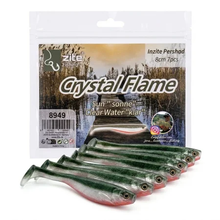 Zite Fishing Inzite Pershad Crystal Flame Gummiköder 8 cm – 7 Stück Softbait für Barsch