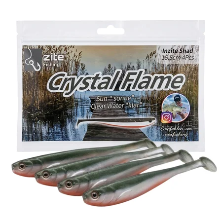 Zite Fishing Inzite Shad Crystal Flame 15,5 cm Gummifisch Hecht Zander 4 Stück