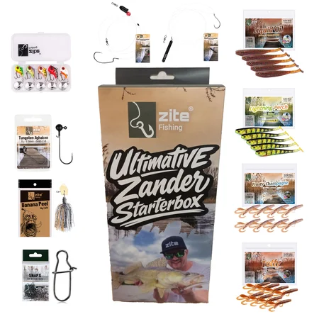 Zite Fishing Ultimative Starterbox Zander – Komplettset mit Gummiködern, Rigs & Jigs