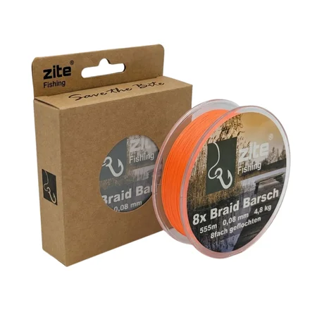 Zite Fishing Geflochtene Schnur orange 555 m 0,08 mm – 8-fach Braid für Ultra Light Angeln auf Barsch, 4,8 kg Tragkraft