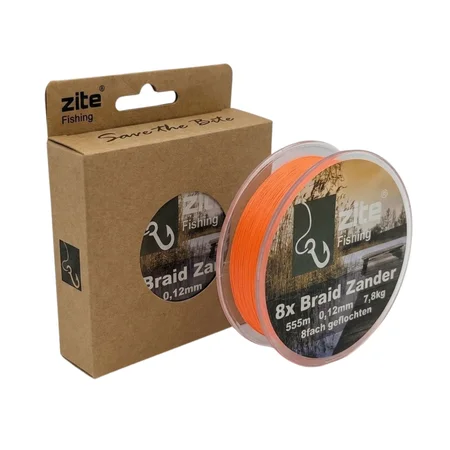 Zite Fishing Geflochtene Schnur orange 555 m 0,12 mm – 8-fach geflochten, 7,8 kg Tragkraft, für Zander