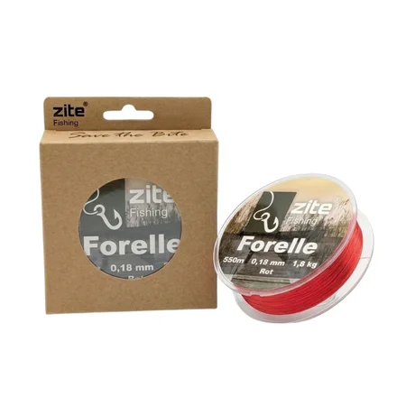 Zite Fishing Forellenschnur monofil, rot, 550 m, 0,18 mm, 1,8 kg Tragkraft – Angelschnur für Forellenteich & Forellensee
