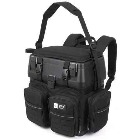 Multi Angel-Koffer-Rucksack & Sitz-Kiepe 3-in-1 – Angelrucksack Sitzkiepe Angelkoffer schwarz
