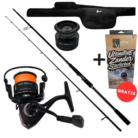 Zander Angelset Komplett: Spinnrute 255 cm + Rolle Pro 3000 bespult + Rutentasche 1,30 m + Starterbox GRATIS