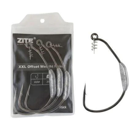 Zite Fishing MONSTER BAT Offset Haken Gr. 10/0# 20 g – XXL Weighted Swimbait Hook, 3 Stück für Hecht & Großhecht