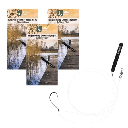 Zite Fishing Tungsten Drop Shot Ready Rig #L 3er Set – Fertigmontage für Barsch, Zander & Hecht