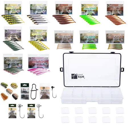 Zite Fishing Inzite Shad Starterset XXL 3 Größen – Gummifische, Tungsten & Jigheads, Skirts, Snaps & Tacklebox für Zande