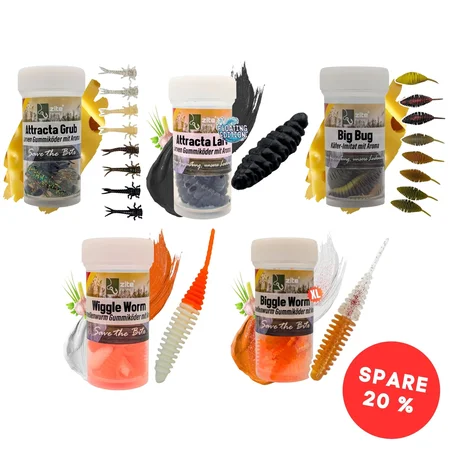 Zite Fishing Forellenköder Mix S – 5 Gummiköder-Sets für Forelle | Käse & Knoblauch | UL, Sbirolino, Dropshot