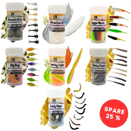 Zite Fishing Forellenköder Mix M – 7 Gummiköder-Sets für Forelle | Käse & Knoblauch | UL, Sbirolino, Dropshot