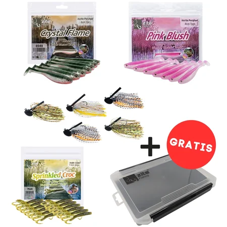 Inzite Skrrt Starterset - Für Barsch, Zander & Hecht inkl. Skirt Jigs, Pershad + Craw Gummiköder & Tacklebox GRATIS