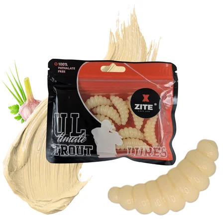 Big Mag Maggot Knoblauch 3 cm 10 Stück – Forellen Gummimade, 1,6 g, Made in Germany