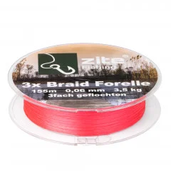 3x Geflochtene Schnur Forellen UL Angeln Rot 155m 0,06mm Zite Fishing - Geringe Dehnung und enge Verflechtung