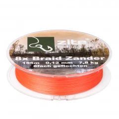 Geflochtene Schnur 8x Zander Angeln Spinnfischen 155m 0,12mm Orange Zite Fishing - Geringe Dehnung und enge Verflechtung