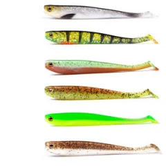 Zander Gummifische Starterbox 24 Inzite Shads 6 Jighaken 24 Karabiner Snaps mit Tacklebox - 6 bunt gemischte Farben
