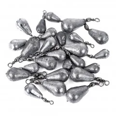 Birnenblei Set 25 Stück 5-20g in Box fürs Grundangeln - Vielseitig für Raub- und Friedfische - Grund-Blei mit Ringclip - Insgesamt 25 Stück