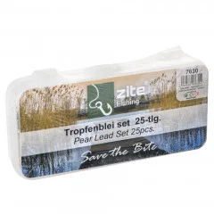 Birnenblei Set 25 Stück 5-20g in Box fürs Grundangeln - Vielseitig für Raub- und Friedfische - Grund-Blei mit Ringclip - Praktische Sortierbox