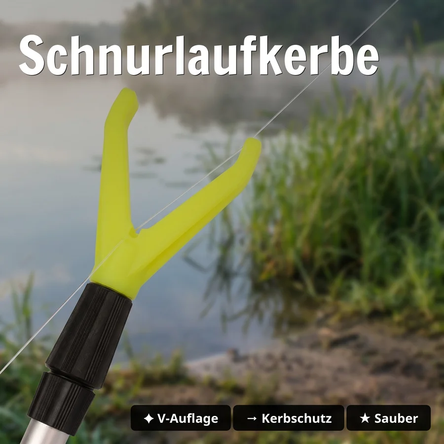 Zite Fishing teleskopischer Rutenhalter 1,35m 3er Set Aluminium Erdspieß mit V-Auflage & Schnurlaufkerbe - Schnurlaufkerbe