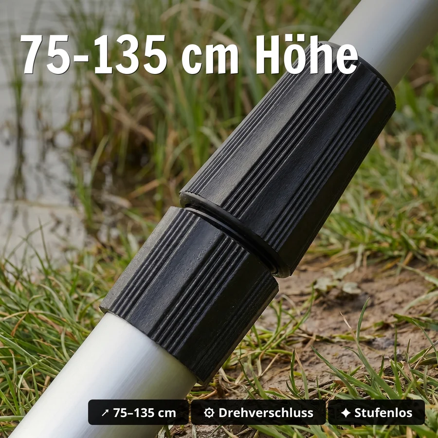 Zite Fishing Teleskop-Rutenhalter 5er Set – 75–135 cm, Aluminium, V-Auflage mit Schnurlaufkerbe - 75–135 cm Höhe
