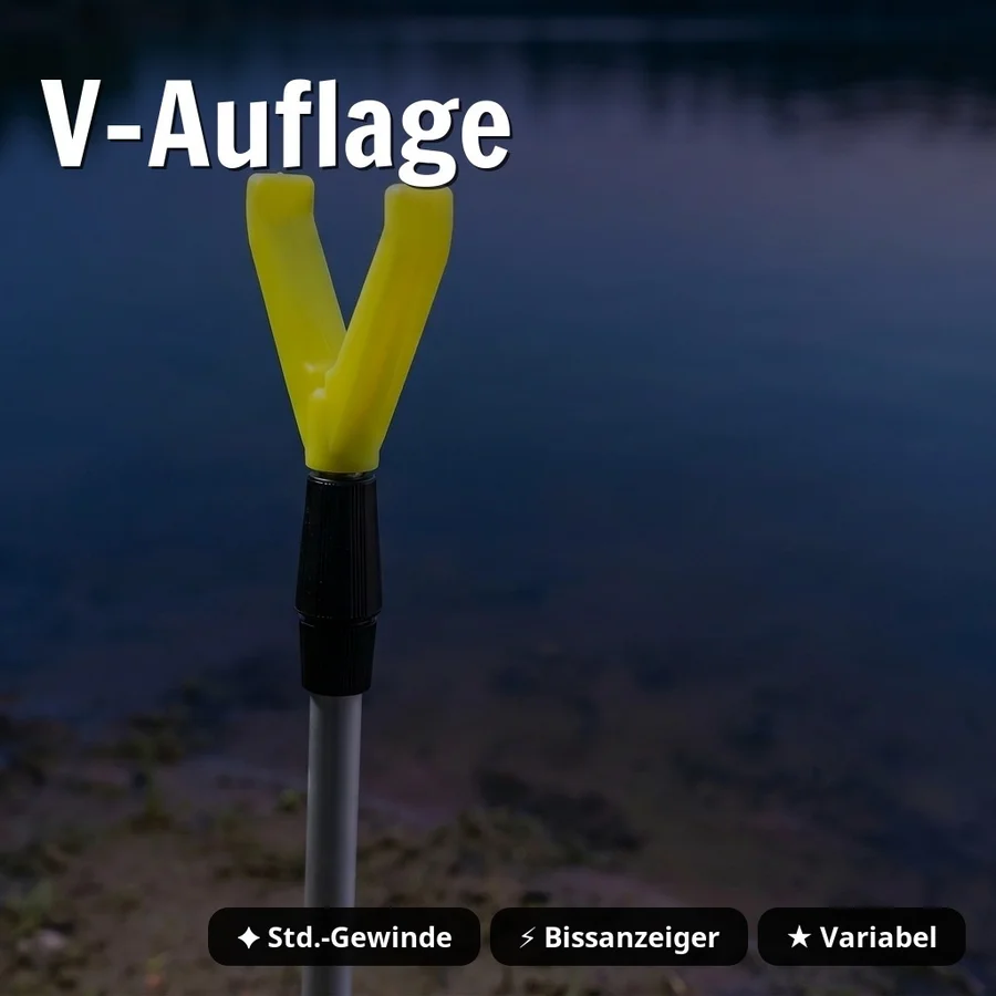 Zite Fishing Teleskop-Rutenhalter 5er Set – 75–135 cm, Aluminium, V-Auflage mit Schnurlaufkerbe - V-Auflage