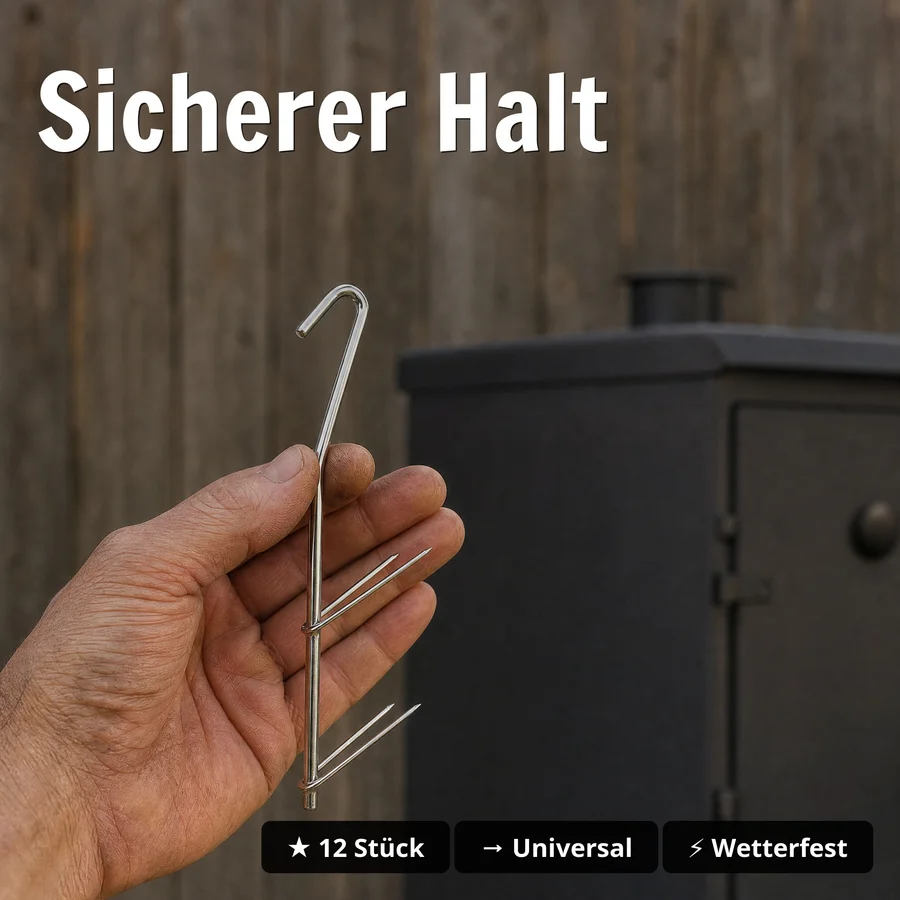 Zite Fishing V-Räucherhaken Set 12 Stück - Sicherer Halt