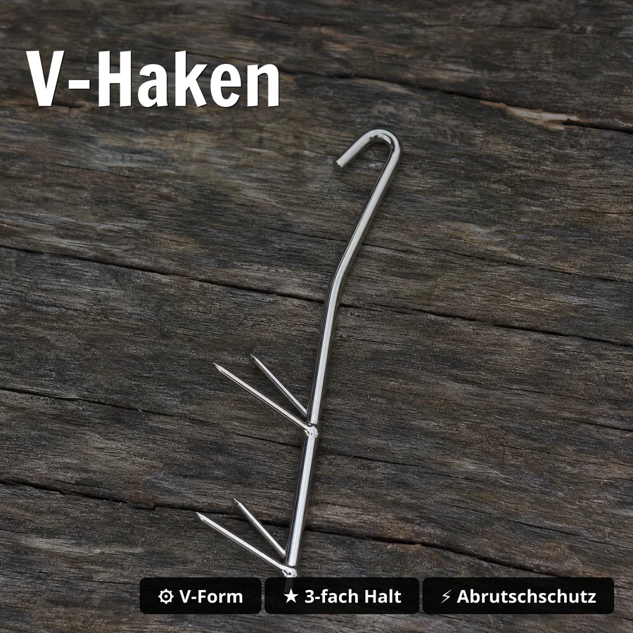 V-Räucherhaken Set Fische Räuchern Stainless Steel Räucherofen 18 Stück Zite Fishing - V-Haken