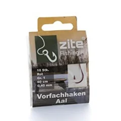Zite Fishing 50x Haken mit Schnur Aal Gr. 1 Vorfachhaken monofil gebunden - Fertig gebunden