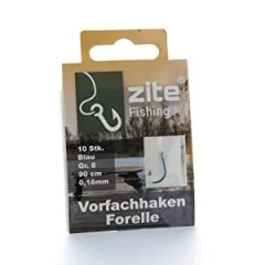 Zite Fishing 30x Haken mit Schnur Forelle Gr. 10 Vorfachhaken gebunden mit monofiler Schnur - Fertig gebundene Montage