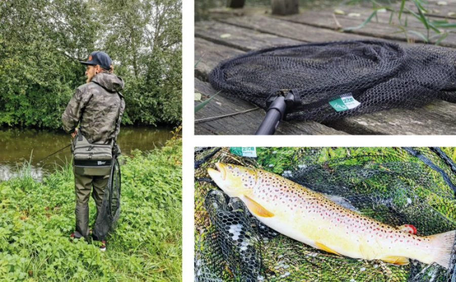 Zite Fishing Spinnkescher Faltbar Schwarz 113cm + Hakenlöser Zange Gebogen 18cm - Unser Spinnkescher im Outdoor-Einsatz