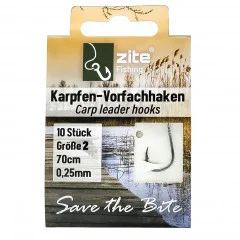 Zite Fishing Karpfen-Vorfachhaken 10 Stück im Hakenbrief Größe 2 fertig gebunden - Fertig gebundene Montage