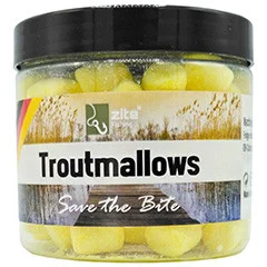 Troutmallows Forellenköder 40 g Banane Gelb Zite Fishing - Praktische Schraubdose!