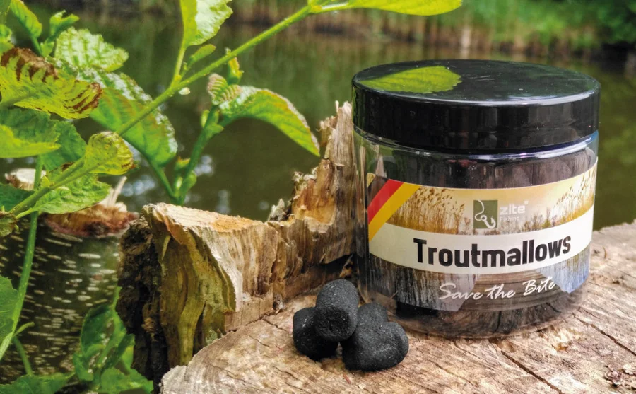 Marshmallow Forellen Köder Pellet-Aroma Schwarz Troutmallows 40 g Zite Fishing - Unsere Troutmallows im Outdoor-Einsatz!