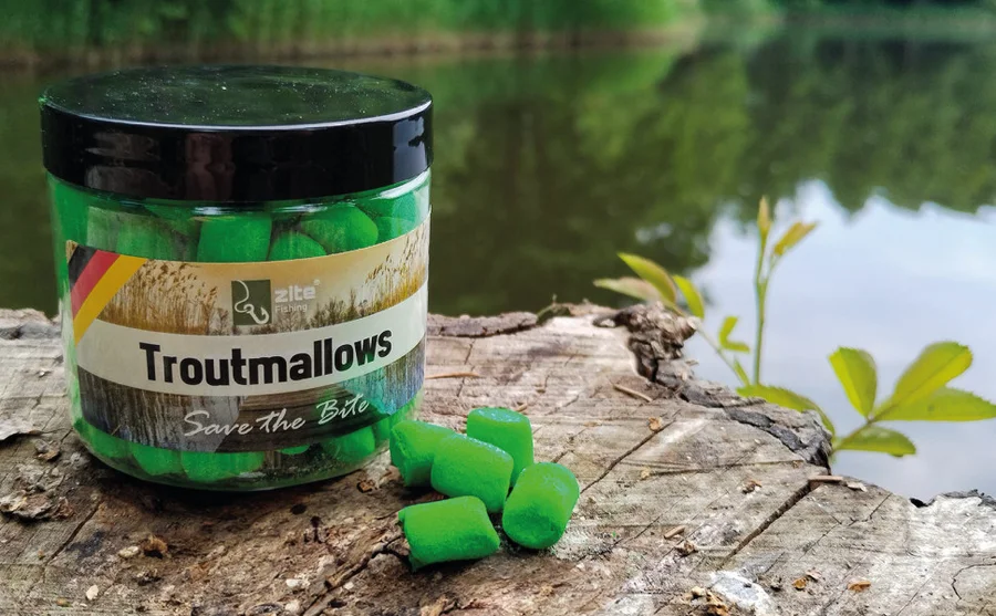 Marshmallow Köder Angeln Troutmallows grüner Apfel 40 g Zite Fishing - Unsere Troutmallows im Outdoor-Einsatz!