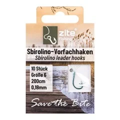 Zite Fishing Sbirolino-Vorfachhaken Größe 6 mit Schur - 10 Stück - Tarnung durch blaue Hakenbeschichtung