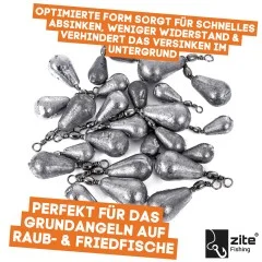 Tropfenblei Set 5-20g - Grundblei Angeln Birnenblei Sortiment 5 Stück - Zite Fishing - Durchdachte Gestaltung