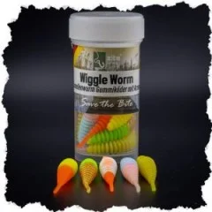 Wiggle Worm Forellenwurm Neon Mix Knoblauch Aroma 5,5 cm 10 Stück Gummiköder - 10 Stück in einer Dose