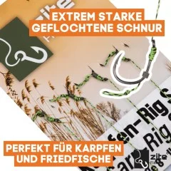 Zite Fishing Karpfen-Rigs Größe 6 Vorfach Set Gebunden 4 Stück - Robuste geflochtene Schnur