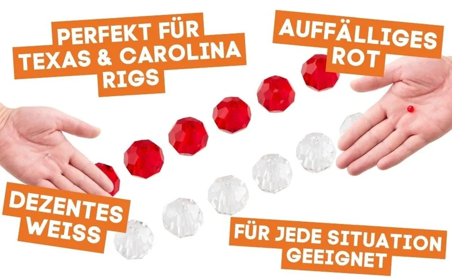 Glass Beads Glasperlen Set 6mm Rot & Transparent Carolina & Texas Rig Zite Fishing - Detaillierte Übersicht