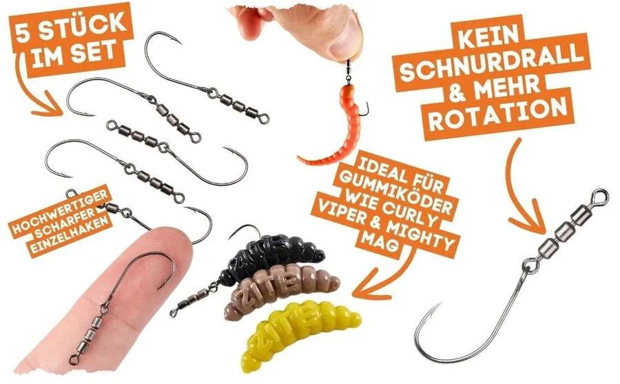RotateRig Hooks 5 Stück Gr. 4 Rotorhaken Forellenangeln - Detaillierte Übersicht