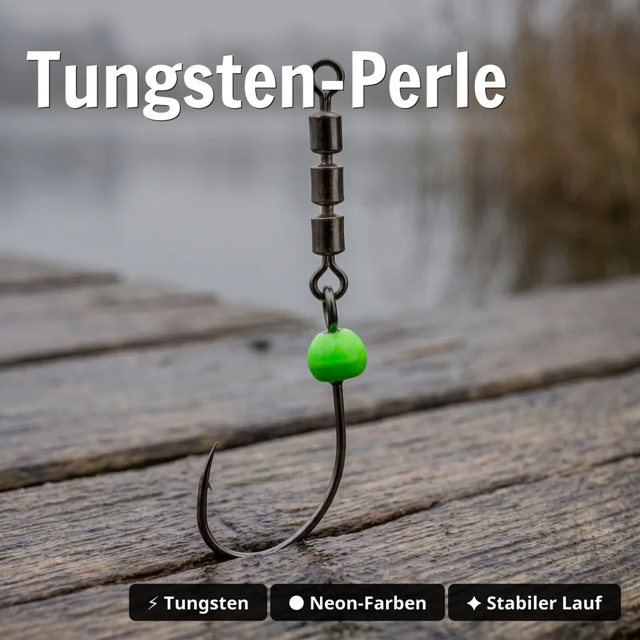Zite Fishing Tungsten RotateRig Hooks Gr. 4 – Rotationshaken mit Tungstenperle & Tönnchenwirbel für Forelle - Tungsten-Perle