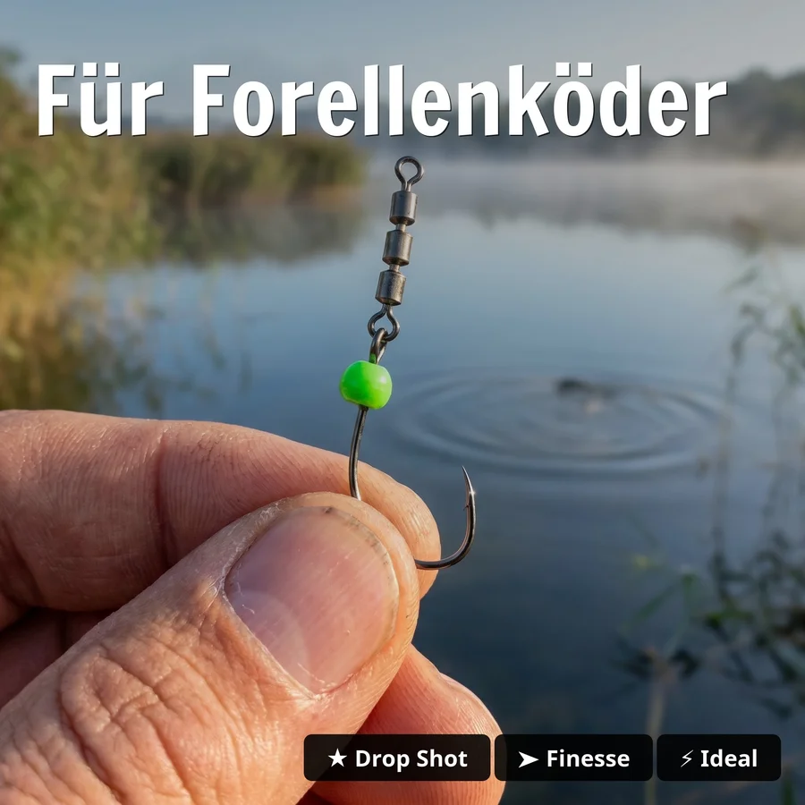 Zite Fishing Tungsten RotateRig Hooks Gr. 4 – Rotationshaken mit Tungstenperle & Tönnchenwirbel für Forelle - Für Forellenköder
