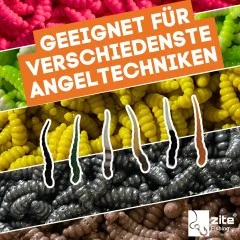 Lil' Viper 4,5 cm 12 Stück Natur Mix Käse Angelköder Gummi Forelle Ultra Light - Verschiedene Angeltechniken