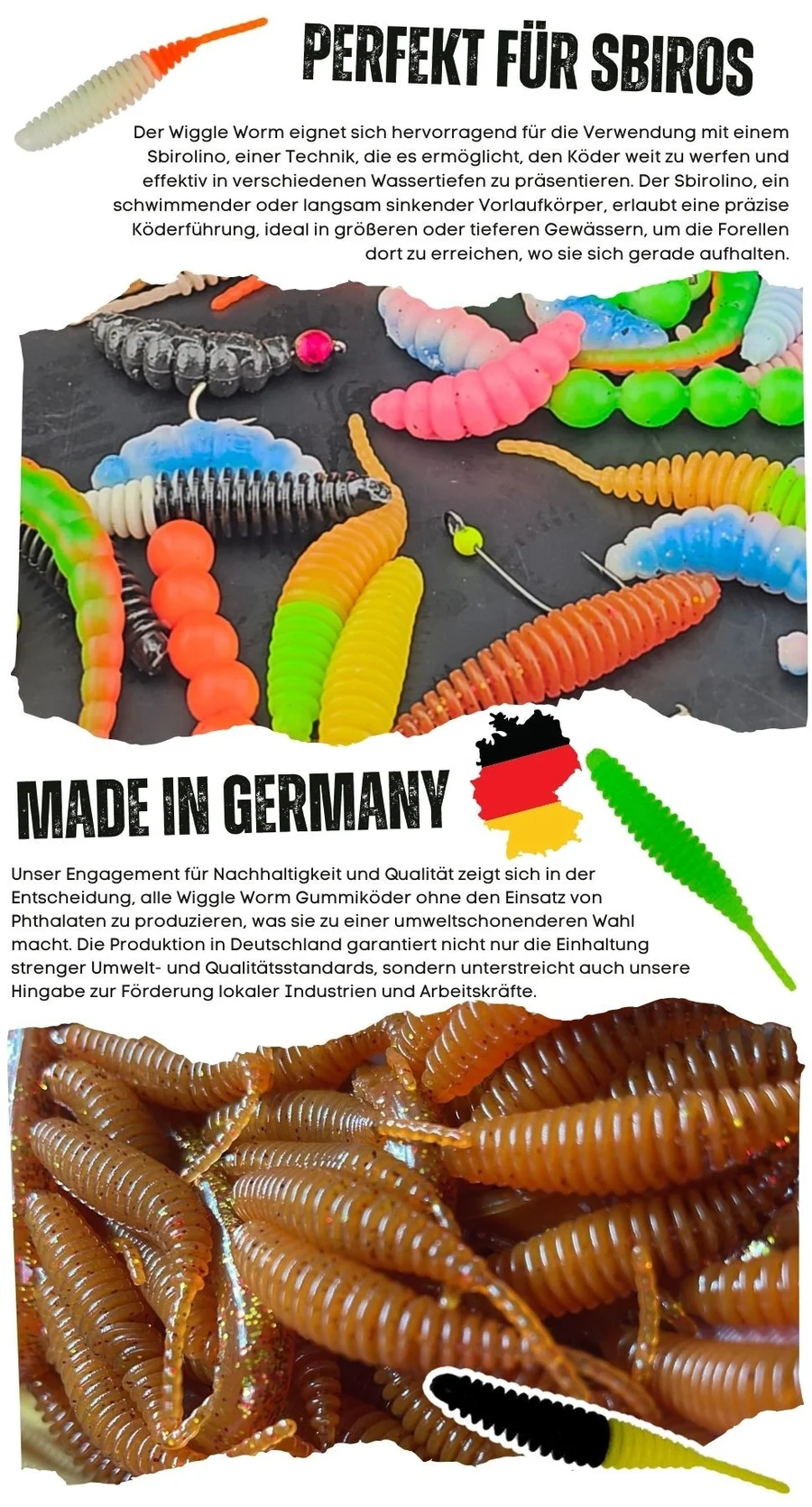 Wiggle Worm Allround Gummiwurm Forelle Mix Käse Aroma 5,5 cm 10 Stück - Detaillierte Übersicht